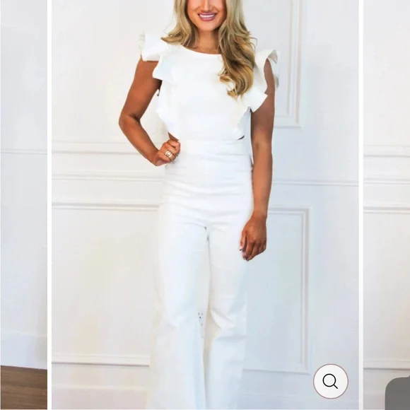 Bella and Bloom white open back Jumpsuit - Picture 3 of 6